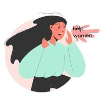 illustration dessinée à la main de la protestation pour les droits des femmes. fille crie à l'aide aux femmes vecteur