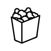 popcorn papier sac côté vue icône vecteur contour illustration
