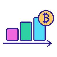 la montée du vecteur d'icône bitcoin. illustration de symbole de contour isolé