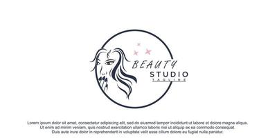 logo de salon de beauté pour femmes et concept de vernis à ongles extension de cils vecteur