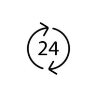 Vecteur d'icône de mode de fonctionnement 24 heures sur 24. illustration de symbole de contour isolé