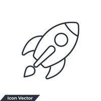 illustration vectorielle du logo icône astronautique. modèle de symbole de fusée pour la collection de conception graphique et web vecteur