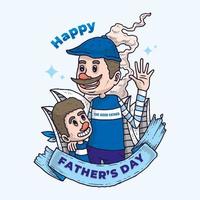 bonne fête des pères avec illustration de dessin animé père et fils vecteur