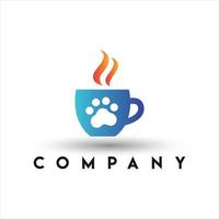 logo de café de chat. logo de café acceptant les animaux domestiques vecteur