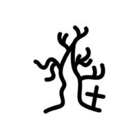 arbre sec et icône vectorielle croisée. illustration de symbole de contour isolé vecteur