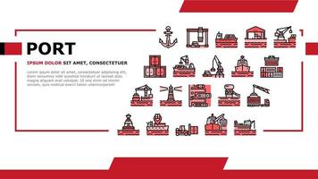 vecteur d'en-tête d'atterrissage d'outil de port de conteneur