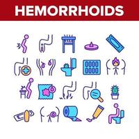 icônes de collection de maladies hémorroïdes définies vecteur