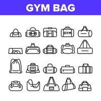 sac de sport collection d'accessoires icons set vector