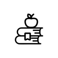 vecteur d'icône livre et pomme. illustration de symbole de contour isolé