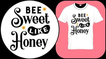 abeille douce comme du miel, citation d'abeille drôle isolée sur fond blanc. abeille à miel lettrage dessiné à la main. douce citation d'été d'amour de miel disant. illustration d'impression vectorielle de typographie pour t-shirt, carte. vecteur