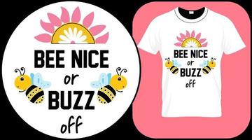 abeille sympa ou buzz, citation d'abeille drôle isolée sur fond blanc. abeille à miel lettrage dessiné à la main. douce citation d'été d'amour de miel disant. illustration d'impression vectorielle de typographie pour t-shirt, affiche. vecteur