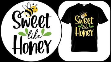 doux comme du miel, citation d'abeille drôle isolée sur fond blanc. abeille à miel lettrage dessiné à la main. douce citation d'été d'amour de miel disant. illustration d'impression vectorielle de typographie pour t-shirt, carte, affiche. vecteur