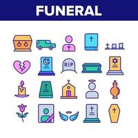 icônes de collection rituel funéraire enterrement set vector