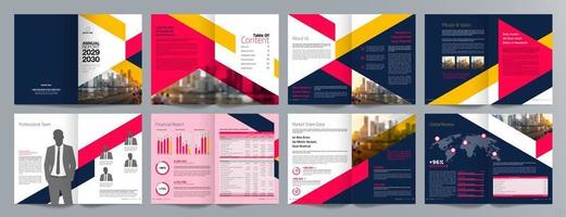 modèle de brochure de guide de présentation d'entreprise, rapport annuel, modèle de conception de brochure d'entreprise géométrique plat minimaliste de 16 pages, format a4. vecteur