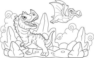 livre de coloriage de dinosaure préhistorique de dessin animé vecteur