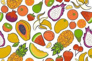 modèle sans couture de fruits sur fond blanc. graphiques vectoriels. vecteur