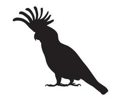 silhouette noire d'un perroquet cacatoès vecteur