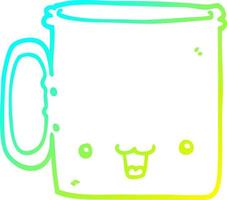 tasse de dessin animé de dessin de ligne de gradient froid vecteur