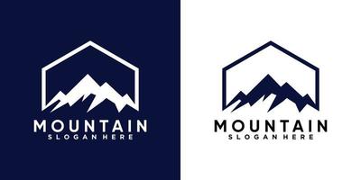 création de logo de montagne avec dessin au trait et concept créatif vecteur