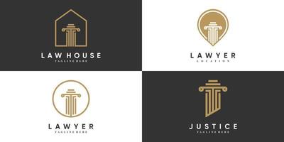ensemble de création de logo avocat ou justice avec vecteur premium de concept créatif