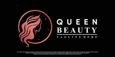 création de logo icône reine de beauté pour les femmes avec vecteur premium concept moderne