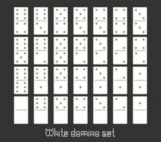 ensemble complet de dominos réalistes 28 pièces plates pour le jeu. recueil blanc. élément graphique de concept abstrait, ensemble d'icônes de jeu à effet domino vecteur