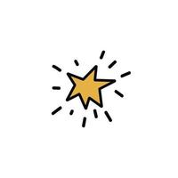 étoile brillante de dessin animé. étoile jaune dessinée à la main avec des rayons. illustration vectorielle de stock d'élément céleste isolé sur fond blanc. vecteur