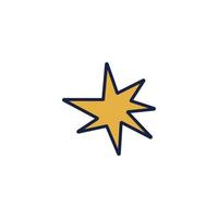 étoile jaune de dessin animé. contour d'étoile dessiné à la main. illustration vectorielle de stock d'élément céleste isolé sur fond blanc. vecteur