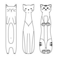 chats de dessin animé linéaire vectoriel sur fond blanc. mignons animaux de compagnie à colorier