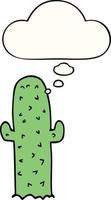 dessin animé cactus et bulle de pensée vecteur