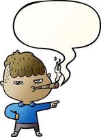 dessin animé homme fumant et bulle de dialogue dans un style dégradé lisse vecteur
