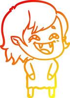 chaud gradient ligne dessin dessin animé riant vampire fille vecteur
