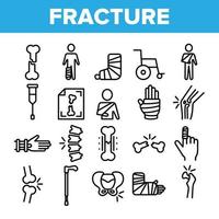 ensemble d'icônes de signe vectoriel d'éléments de fracture de collection