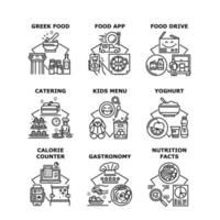 gastronomie alimentaire set illustrations vectorielles d'icônes vecteur