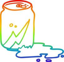 dessin de ligne de gradient arc-en-ciel canette de soda vecteur