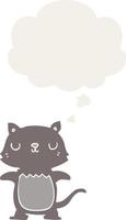 chat de dessin animé et bulle de pensée dans un style rétro vecteur