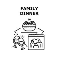 illustration noire de concept de vecteur de dîner de famille