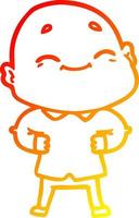 chaud gradient ligne dessin dessin animé heureux homme chauve vecteur
