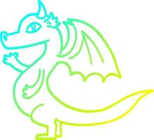 ligne de gradient froid dessinant un dragon de dessin animé mignon vecteur