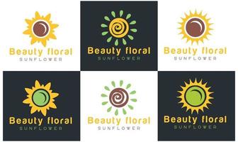 logo de tournesol, modèle vectoriel de conception de logo d'entreprise de rayons de soleil