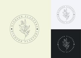 modèle de conception de logo floral minimaliste vecteur