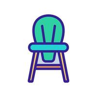 chaise d'enfant en bois avec illustration de contour vectoriel icône dos rond