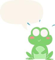 grenouille de dessin animé mignon et bulle de dialogue dans un style rétro vecteur