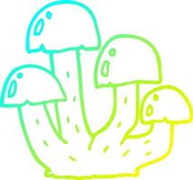 champignon de dessin animé de dessin de ligne de gradient froid vecteur