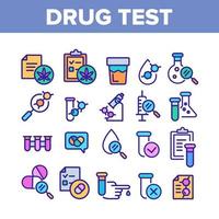 vecteur de jeu d'icônes d'éléments de couleur de test de drogue
