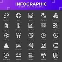 pack d'icônes infographiques de couleur noire vecteur