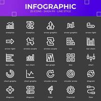 pack d'icônes infographiques de couleur noire vecteur