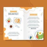 petit déjeuner brochure modèle plat dessin animé fond illustration vectorielle vecteur