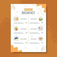 petit déjeuner menu modèle plat dessin animé fond illustration vectorielle vecteur