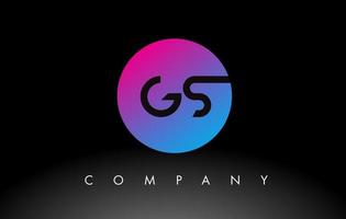 icône de conception de logo de lettre gs avec des couleurs bleu néon violet et un design circulaire vecteur
